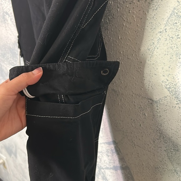 Black Cargo Jogger Pants - Size 10| Contrast Stitch + Pockets - Picture 3 of 6
